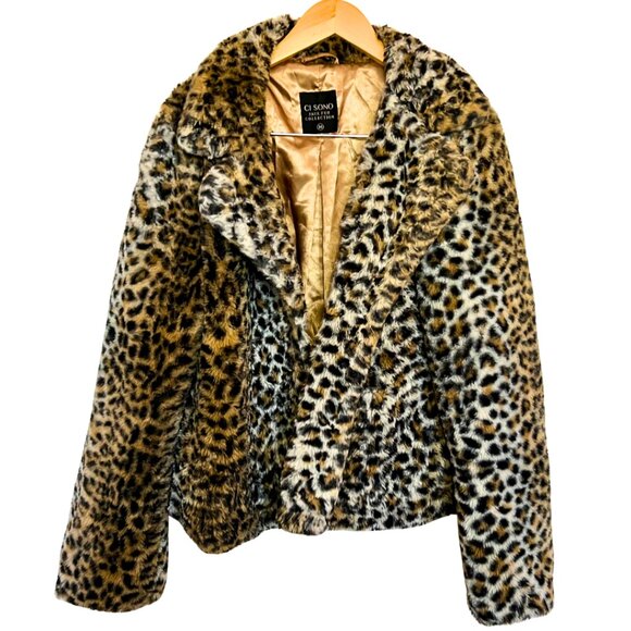 Ci Sono Jackets & Blazers - Chic Leopard Print Faux Fur Coat